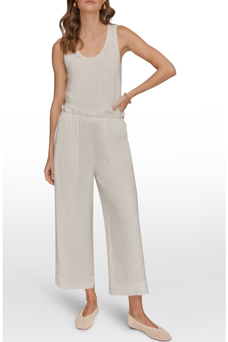 Paperbag Waist Linen Pants, Alternate, color, CREAM