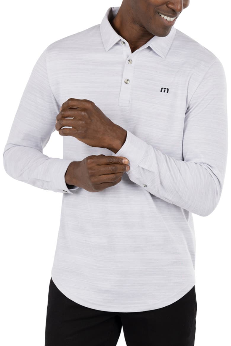 Herondale Long Sleeve Cotton Blend Polo Shirt, Main, color, HEATHER LIGHT GREY