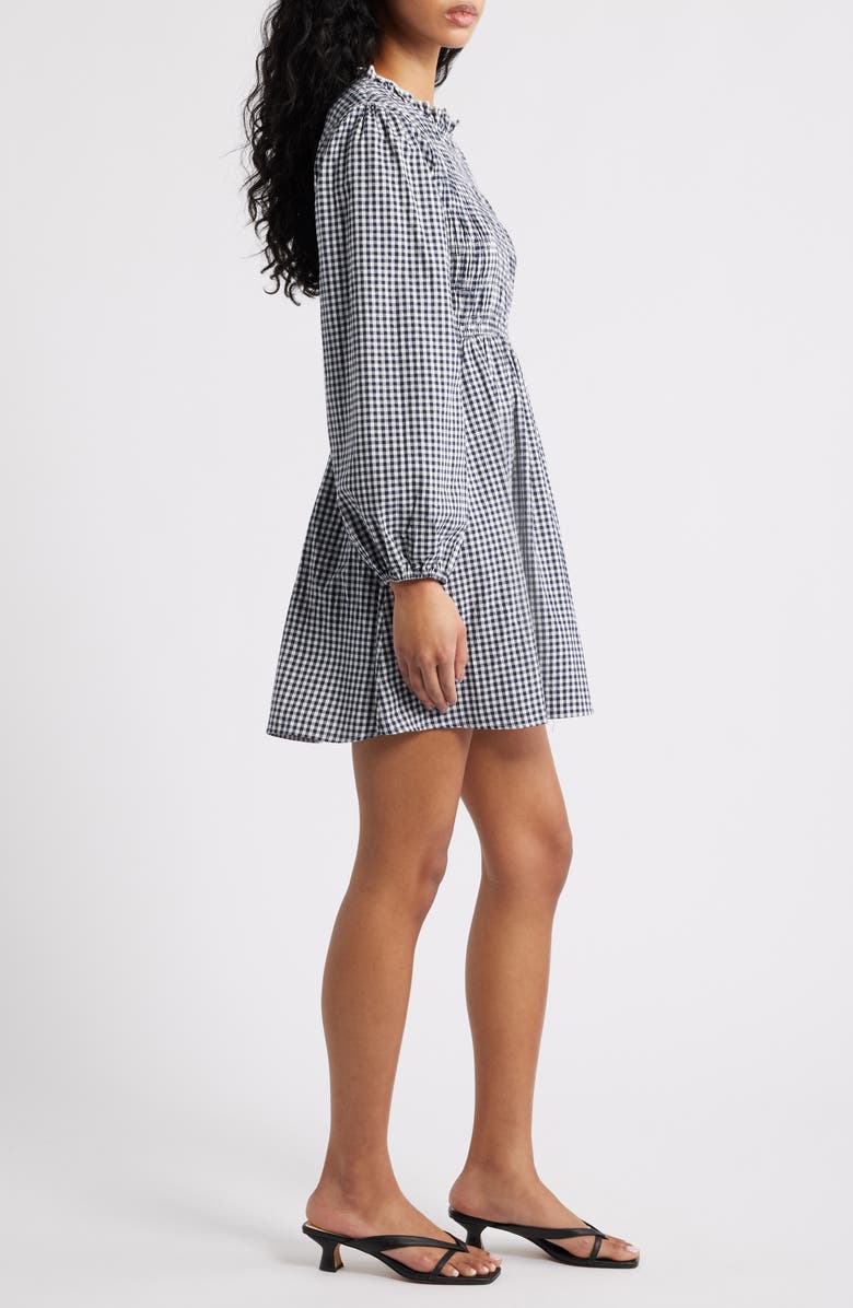 Petal & Pup Jessen Long Sleeve Minidress, Alternate, color, Navy Gingham
