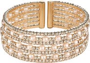 Cara Crystal & Faux Pearl Cuff Bracelet