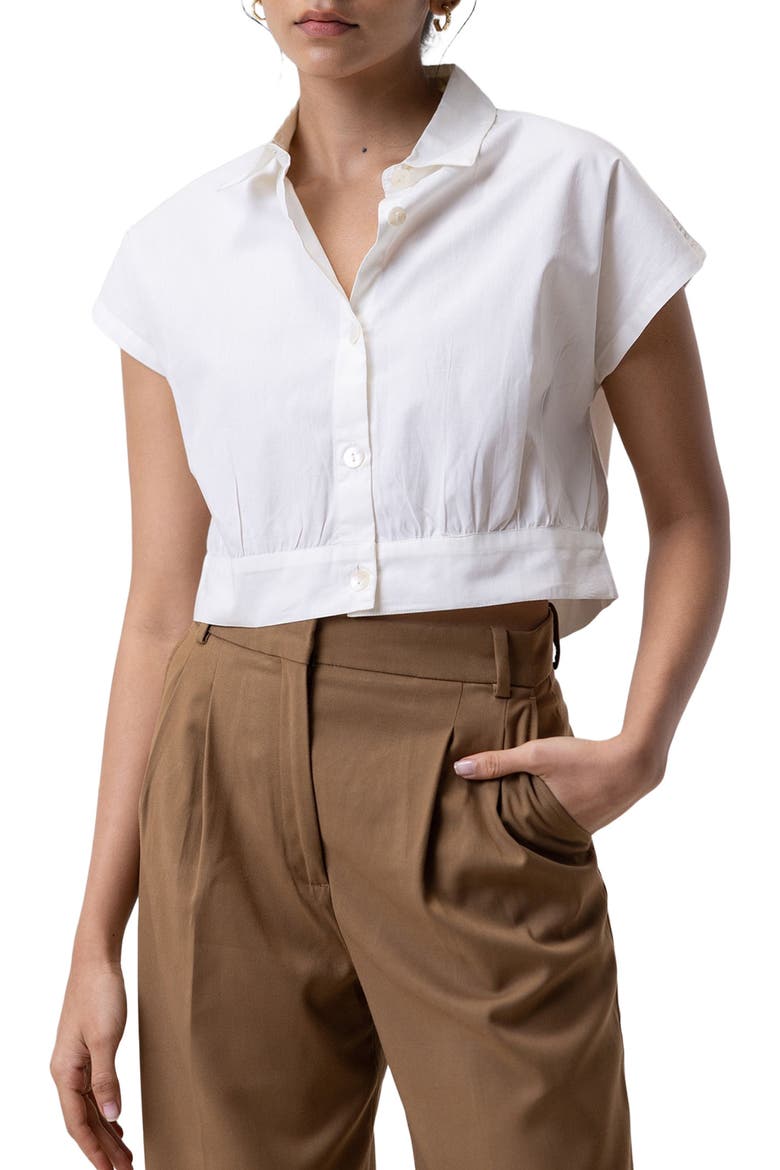 Oversized Crop Shirt, Main, color, Off-white