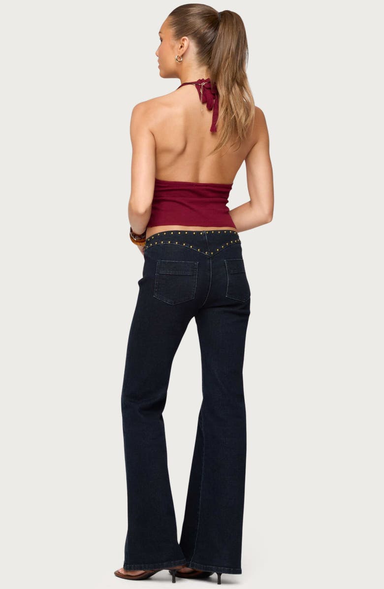 EDIKTED Missie Plunge Knit Halter Top, Alternate, color, Burgundy