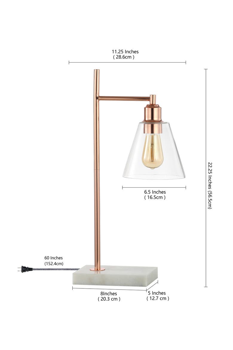 Lorena 22.25" Modern Glam Metal/Marble LED Table Lamp, Copper, Alternate, color, Copper