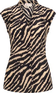 Maison Common Sleevelless V-Neck Top With Zebra Print