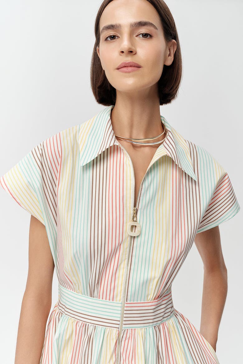 Lulu Zippered Pocketed Belted  Mini Dress, Alternate, color, Multi Color