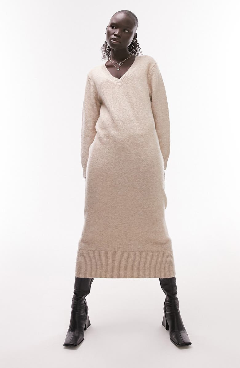 Topshop Long Sleeve Sweater Dress, Main, color, 