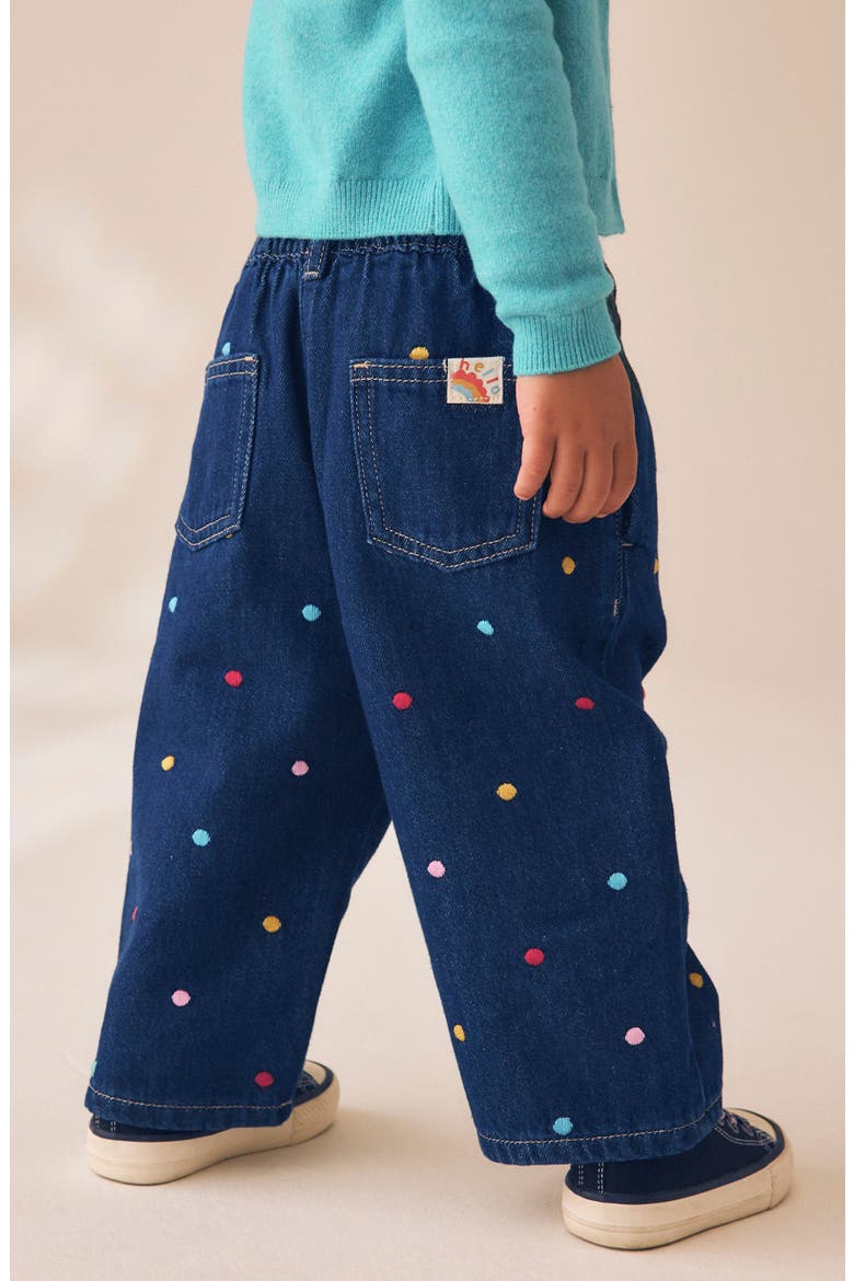Kids' Polka Dot High Waist Wide Leg Jeans, Alternate, color, BLUE