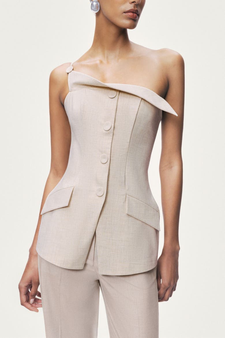 Asymmetric One-Shoulder Blouse, Alternate, color, Ivory