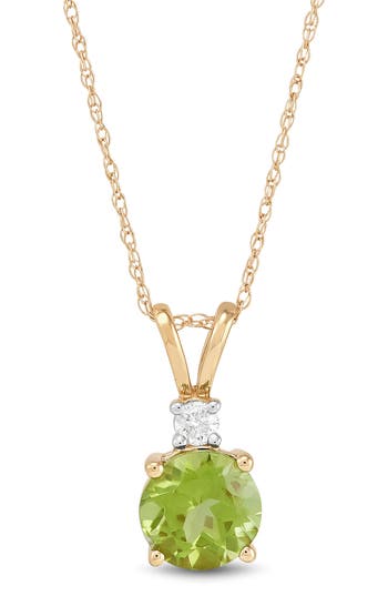 Frankie & Zoe 10k Yellow Gold Peridot & Diamond Pendant Necklace In Gold
