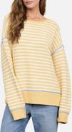 Blu Pepper Stripe Raw Edge Cotton Sweater