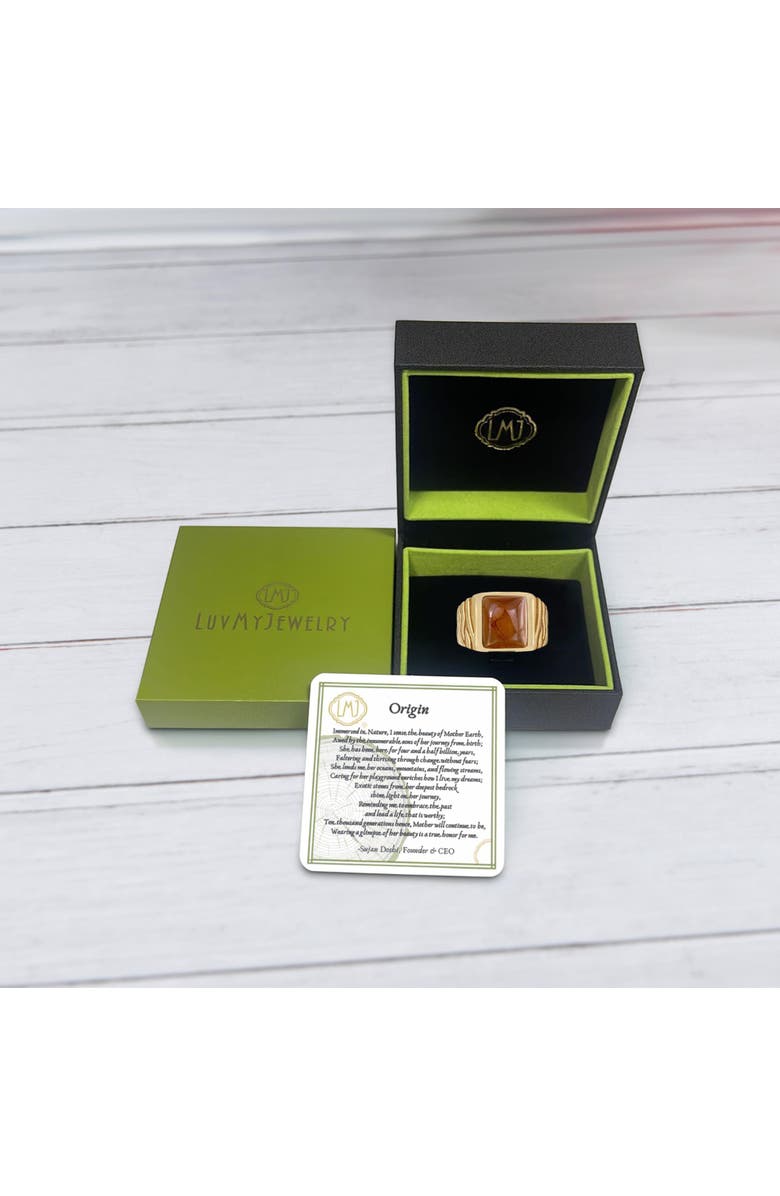 LuvMyJewelry Cracked Agate Sterling Silver Men Signet Ring, Alternate, color, 14Kt Gold Vermeil On Sterling