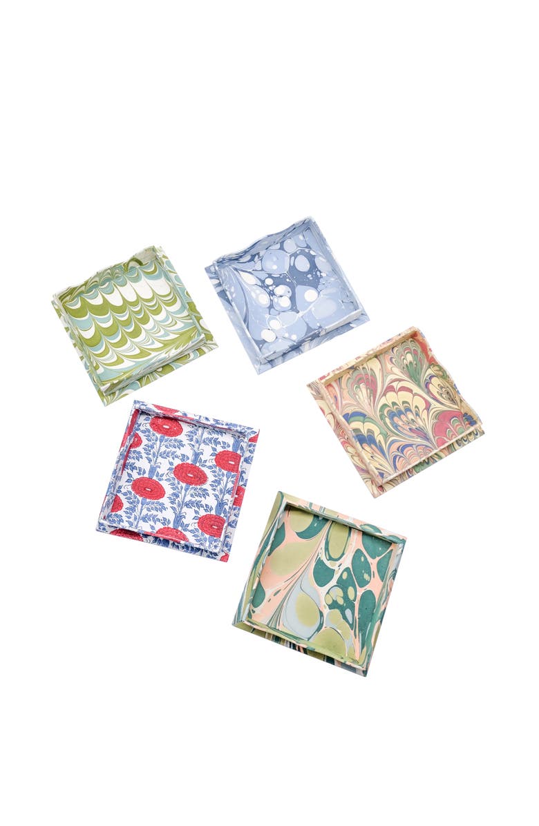 Inner Child Trinket Cocktail Napkin Tray in Araminta Blockprint, Alternate, color, Natural