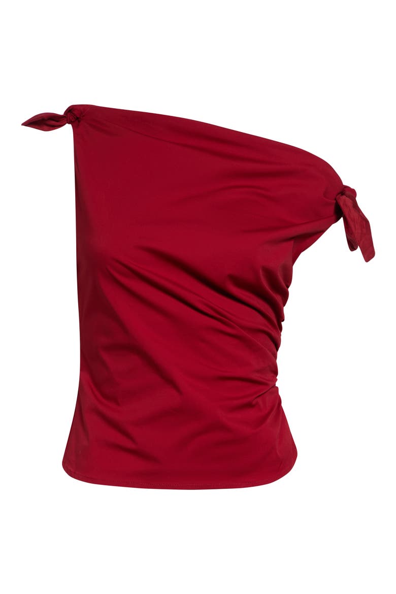 Bellaria One Shoulder Stretch Cotton Top, Alternate, color, ROUGE