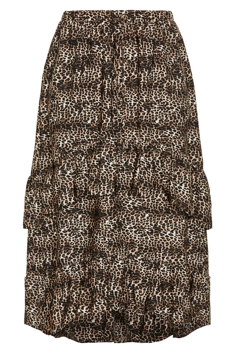 Print Ruffle Maxi Skirt, Alternate, color, TAUPE MINI LEOPARD