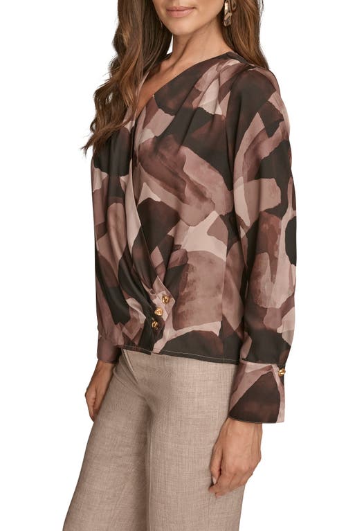 Donna Karan New York Satin Wrap Top In Pink