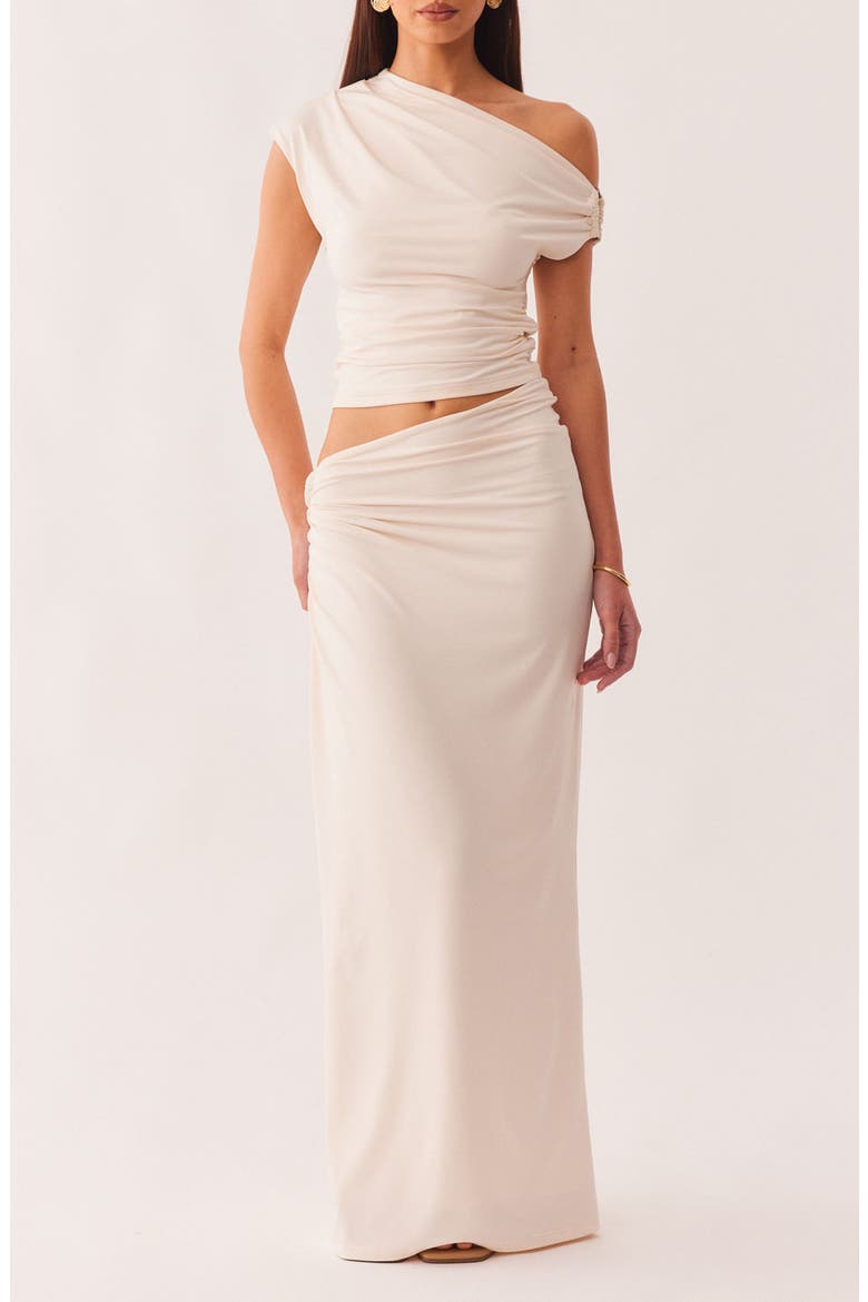 Amabel Asymmetric Waist Maxi Skirt, Alternate, color, CREAM