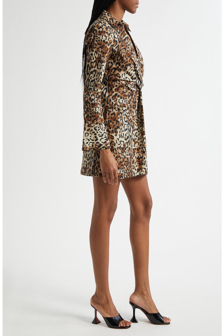 Leopard Print Long Sleeve Denim Dress, Alternate, color, BLACK/ SAHARA