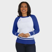 WEAR by Erin Andrews Women's WEAR by Erin Andrews White/Royal Los Angeles Rams Colorblock Raglan Sweater