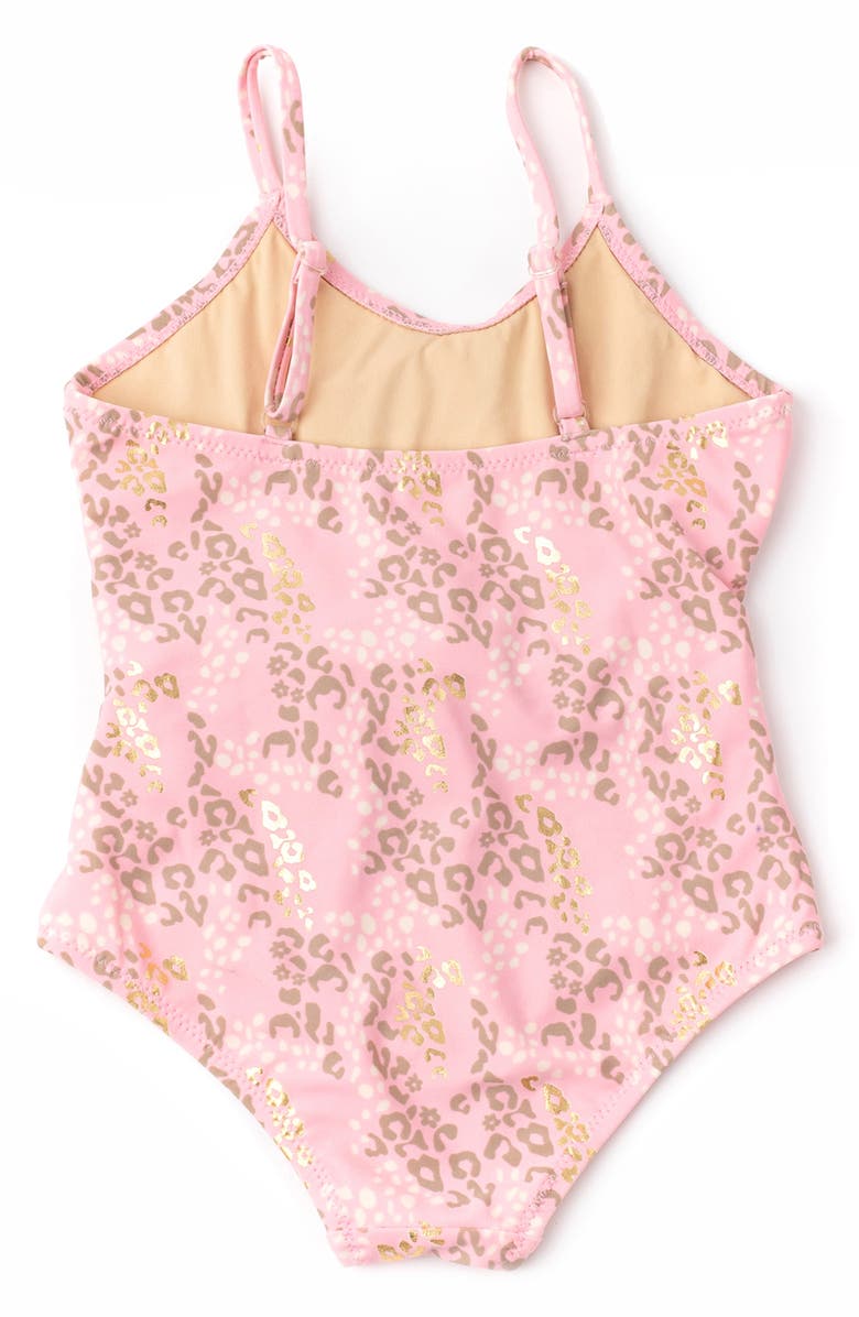 Shade Critters Kids' Leopard Spots Faux Wrap One-Piece Swimsuit, Alternate, color, Pink