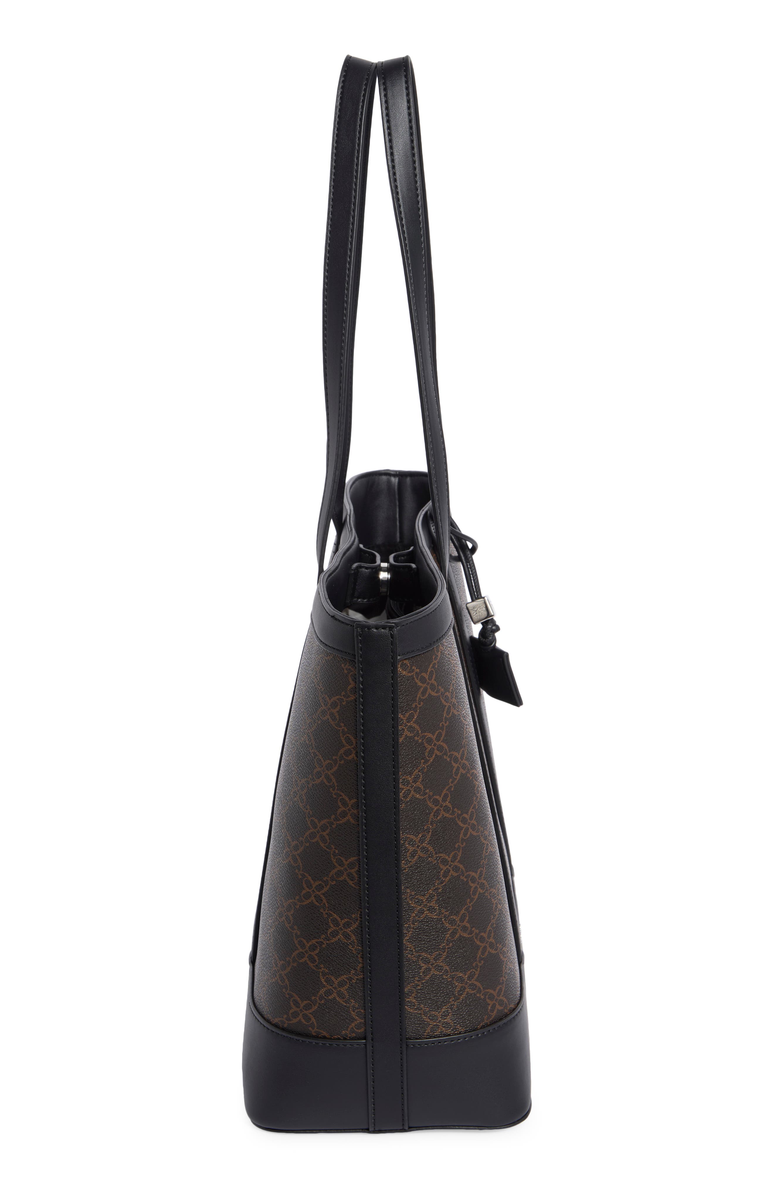 Noemi Coated Canvas Tote, Alternate, color, BROWN LOGO/ BLACK