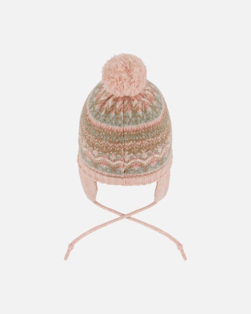 Deux Par Deux Lined Knit Pompom Hat With Ear Flaps In Multi