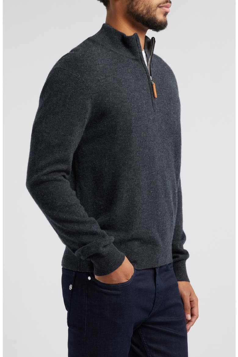 Men's Quarter Zip Wool & Cashmere Sweater, Alternate, color, DARK GREY
