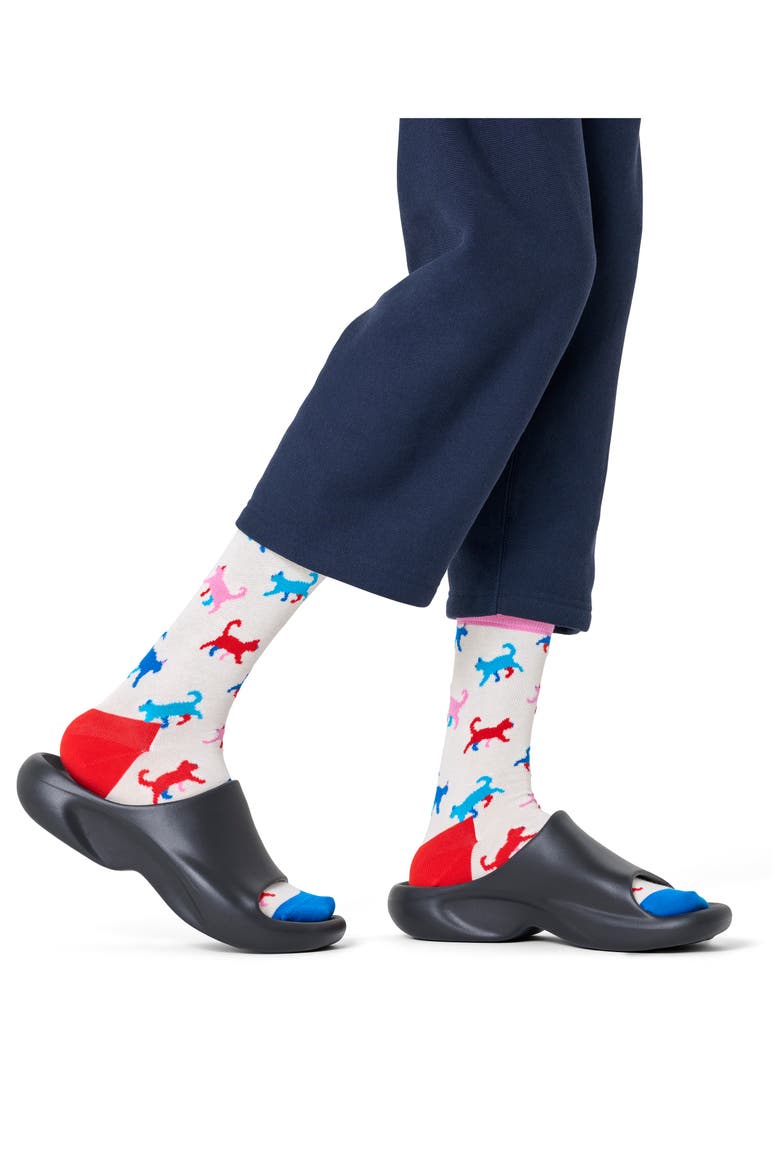 Kitten Love Crew Socks, Main, color, WHITE