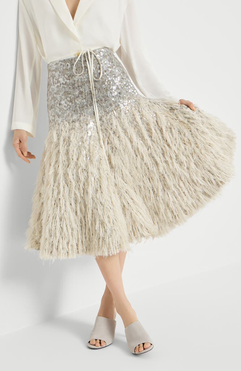 Brunello Cucinelli Dazzling dégradé skirt, Alternate, color, Grey