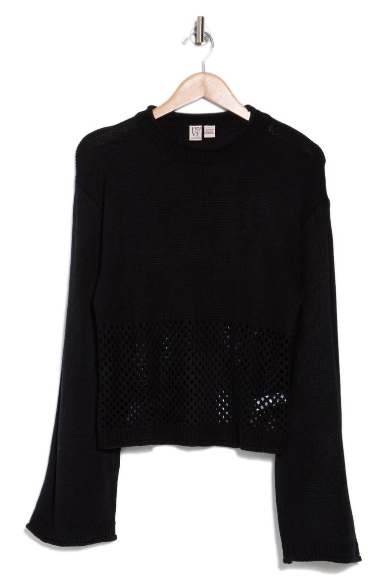 Apollo Open Knit Pullover, Alternate, color, BLACK