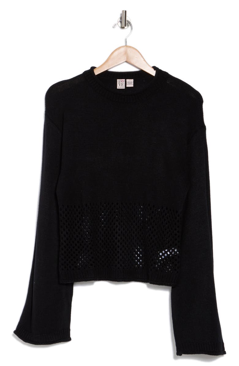 Love By Design Apollo Open Knit Pullover, Alternate, color, Black