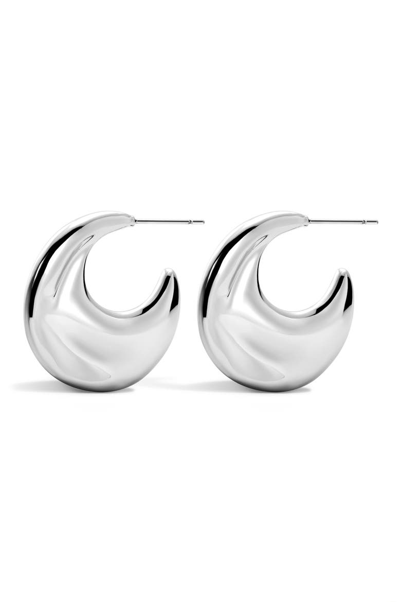 The Mercury Disc Hoop Earrings, Main, color, SILVER