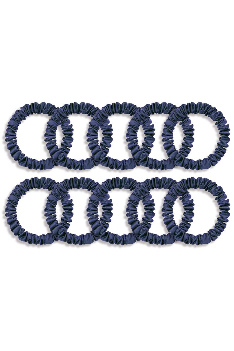 Pure Silk 10-Pack Skinny Scrunchies, Main, color, DarkBlue