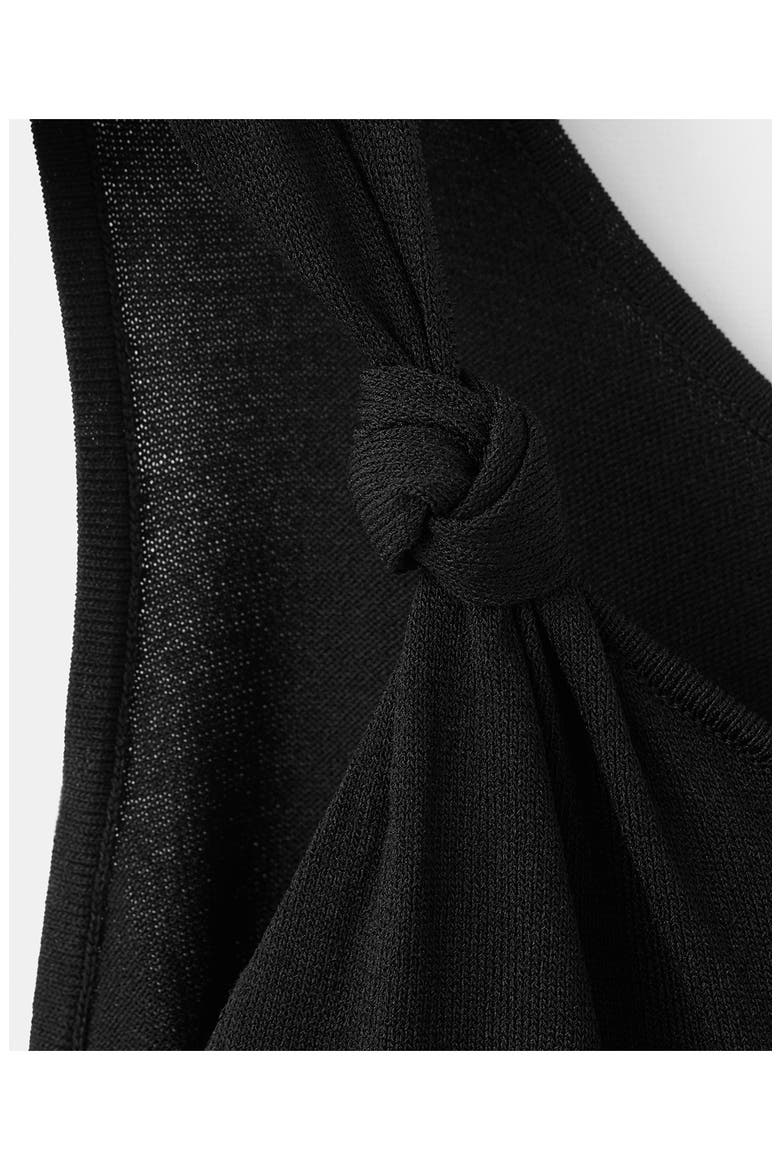 Knotted One Shoulder Tank, Alternate, color, BLACK
