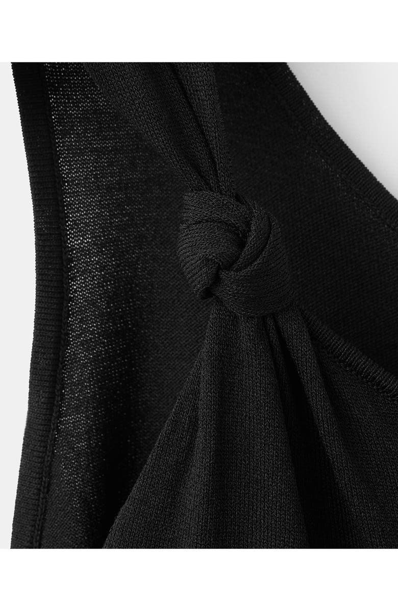 MANGO Knotted One Shoulder Tank, Alternate, color, Black
