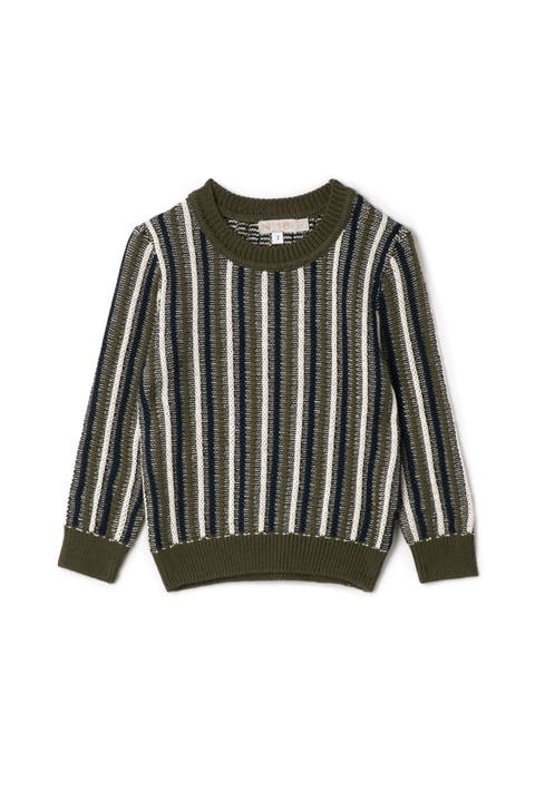 Striped Knit Ribbed Cuffs and Hem Sweater (Toddler, Little Kid & Big Kid)