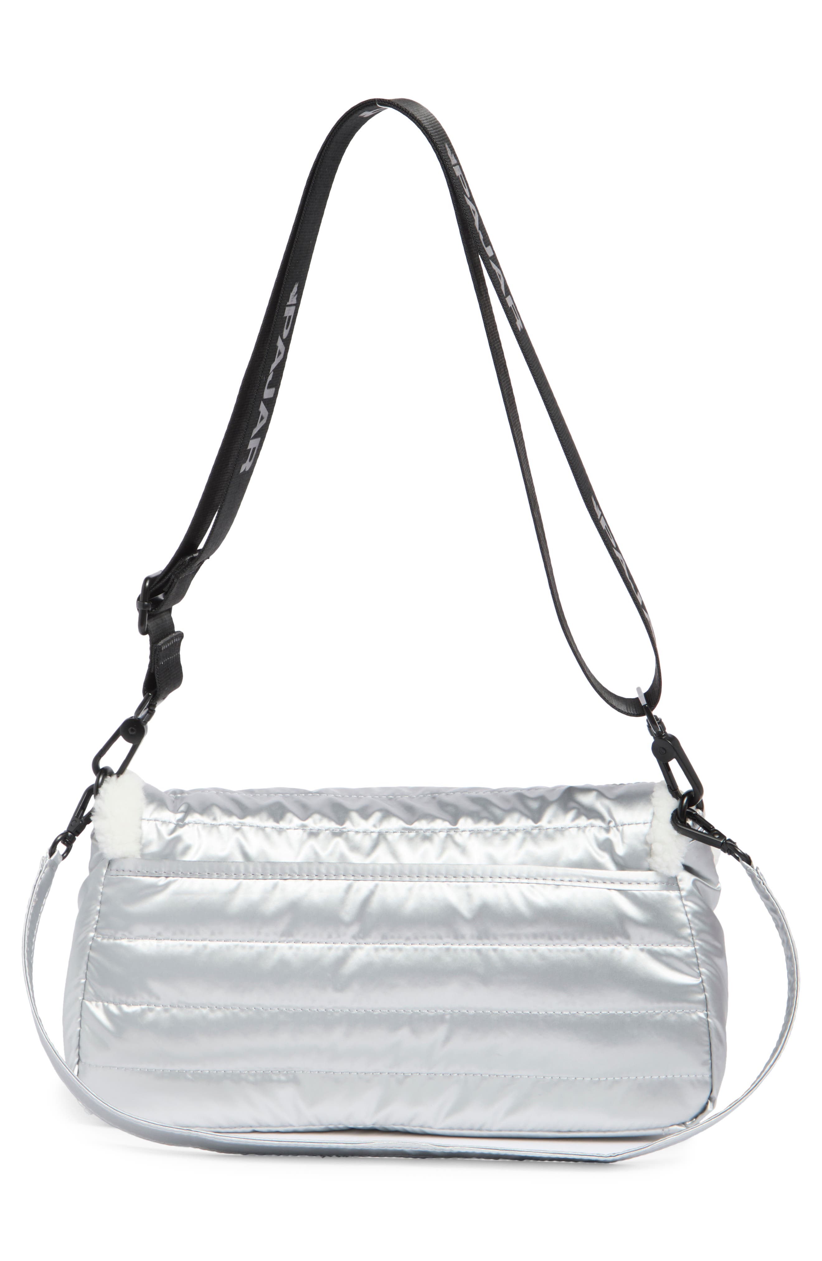 Pajar Quilted Faux Shearling Trim Convertible Shoulder Bag, Alternate, color, 