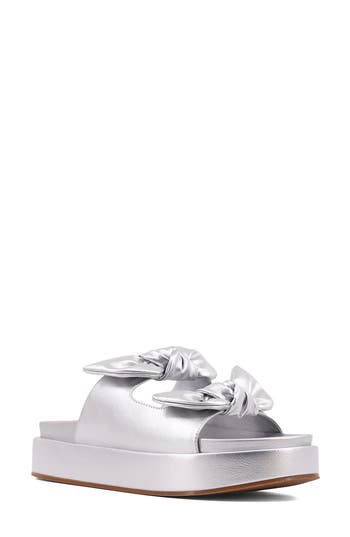 Shushop Kiki Platform Slide Sandal In Silver