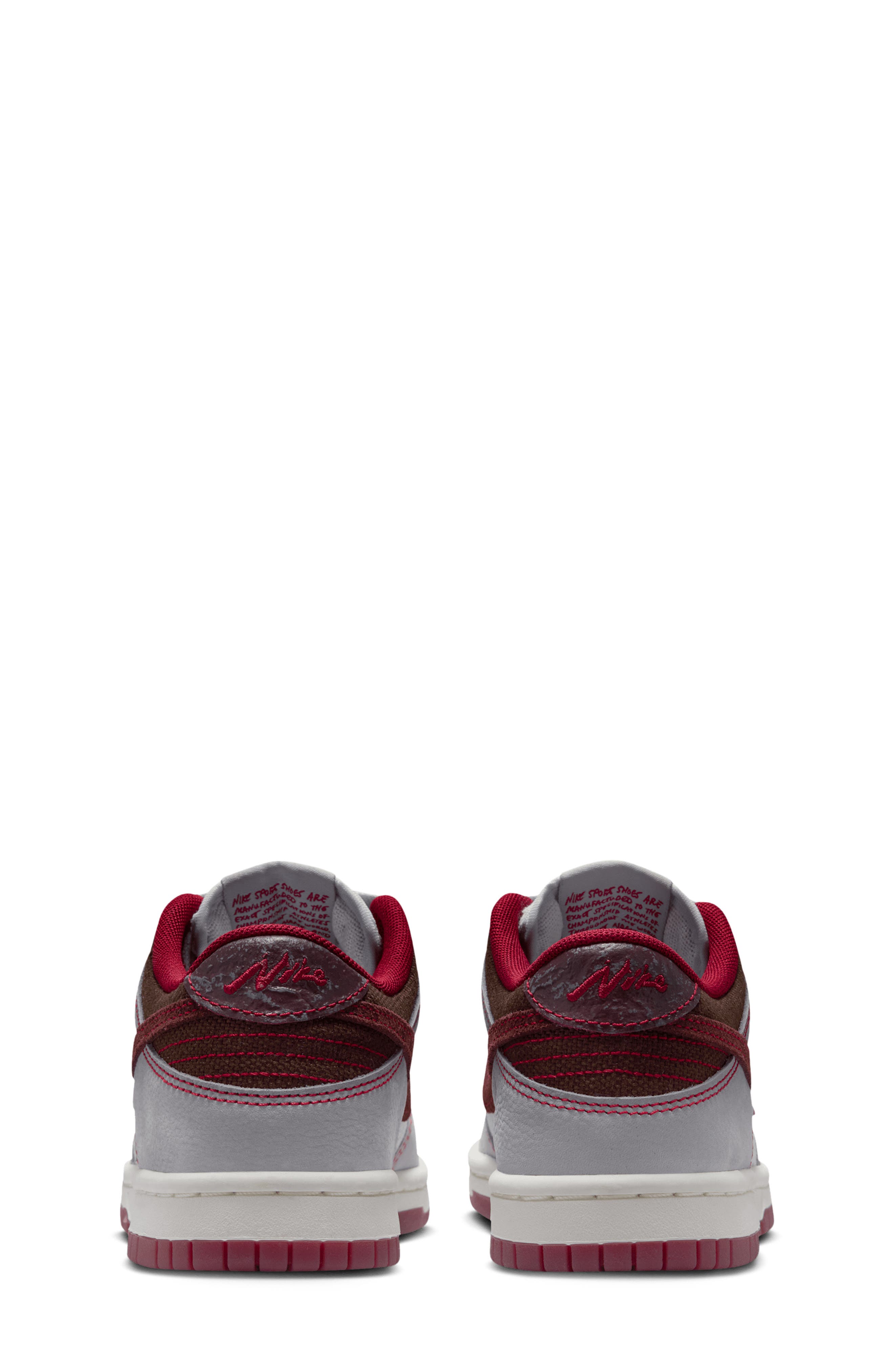 Nike Kids' Dunk Low Basketball Sneaker, Alternate, color, Platinum/ Grey/ Red/ Burgundy