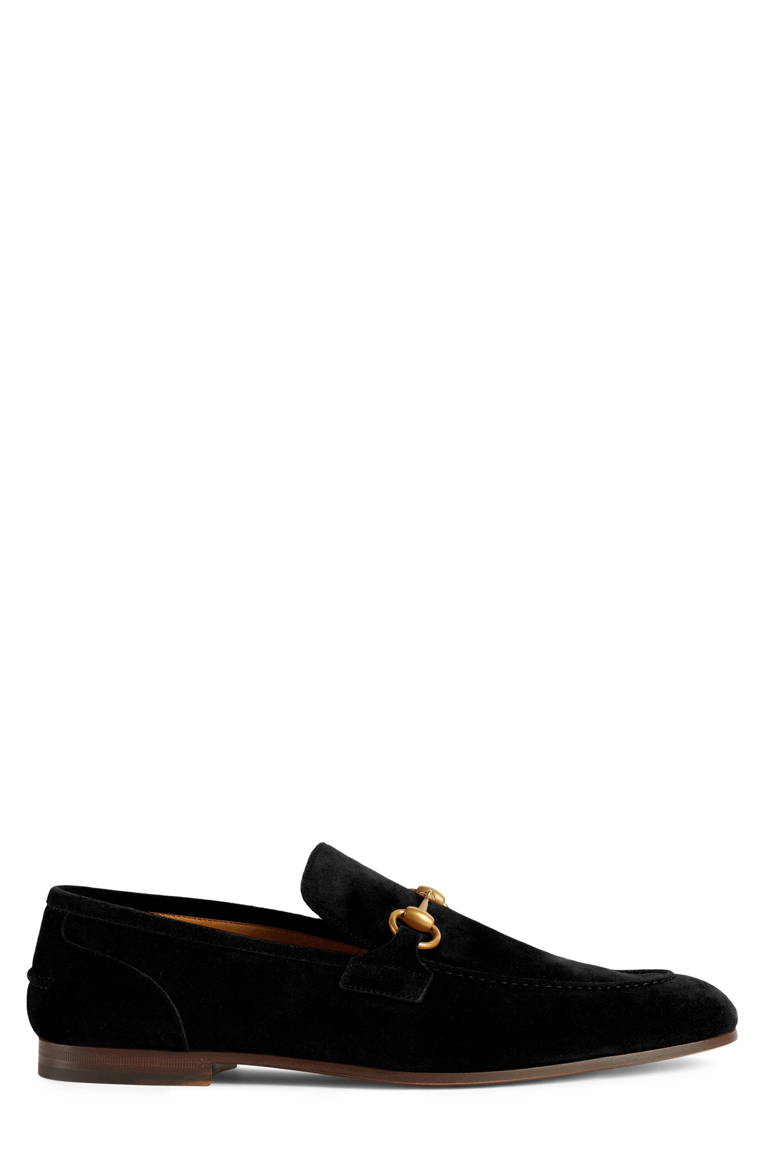 Gucci Jordaan Horsebit Suede Loafer, Alternate, color, Nero