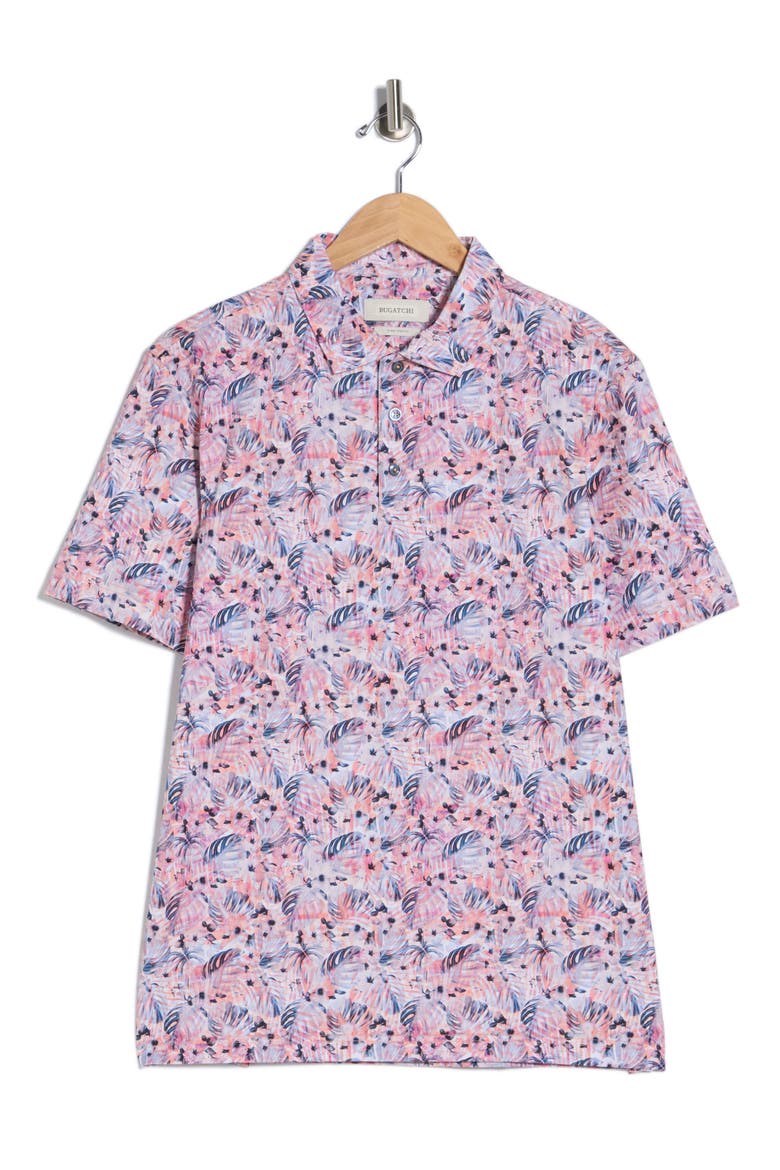 Printed Short Sleeve Polo, Alternate, color, CHILI