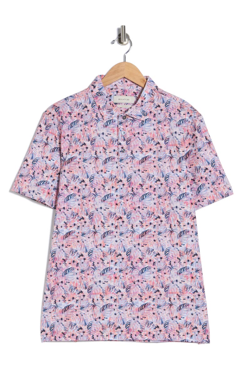Bugatchi Printed Short Sleeve Polo, Main, color, Chili