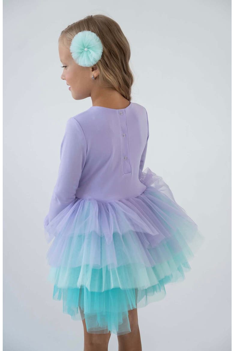 Mermaid Long Sleeve Fluffy Tutu Dress, Alternate, color, Lilac Mermaid