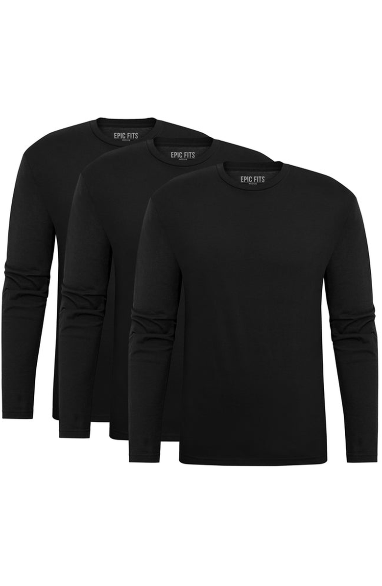 EPIC FITS Standard Long Sleeve Crew Neck T-Shirt 3-Pack, Alternate, color, Black