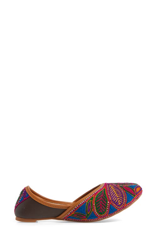 Fuchsia Olivia Embroidered Pointed Toe Flat In Pink