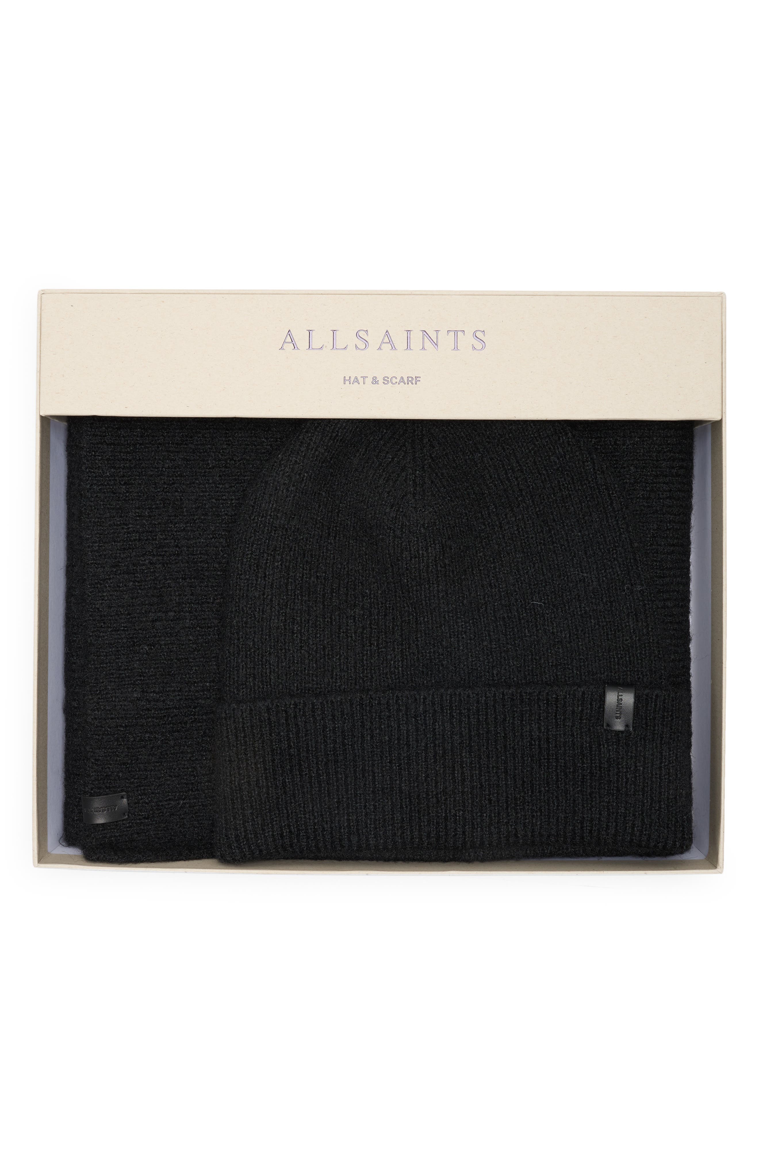 AllSaints Fuzzy Beanie & Scarf Gift Set