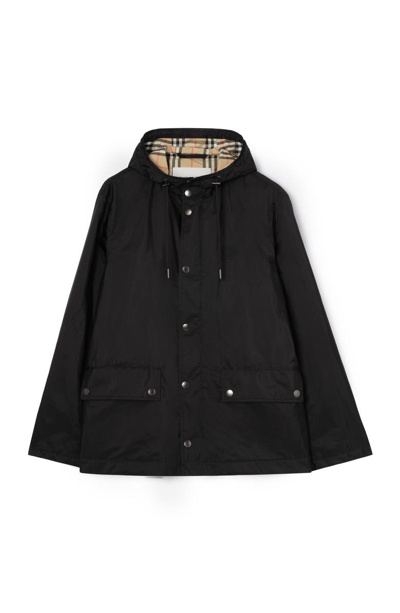 Burberry Nylon Pembrey Hooded Jacket, Main, color, Black