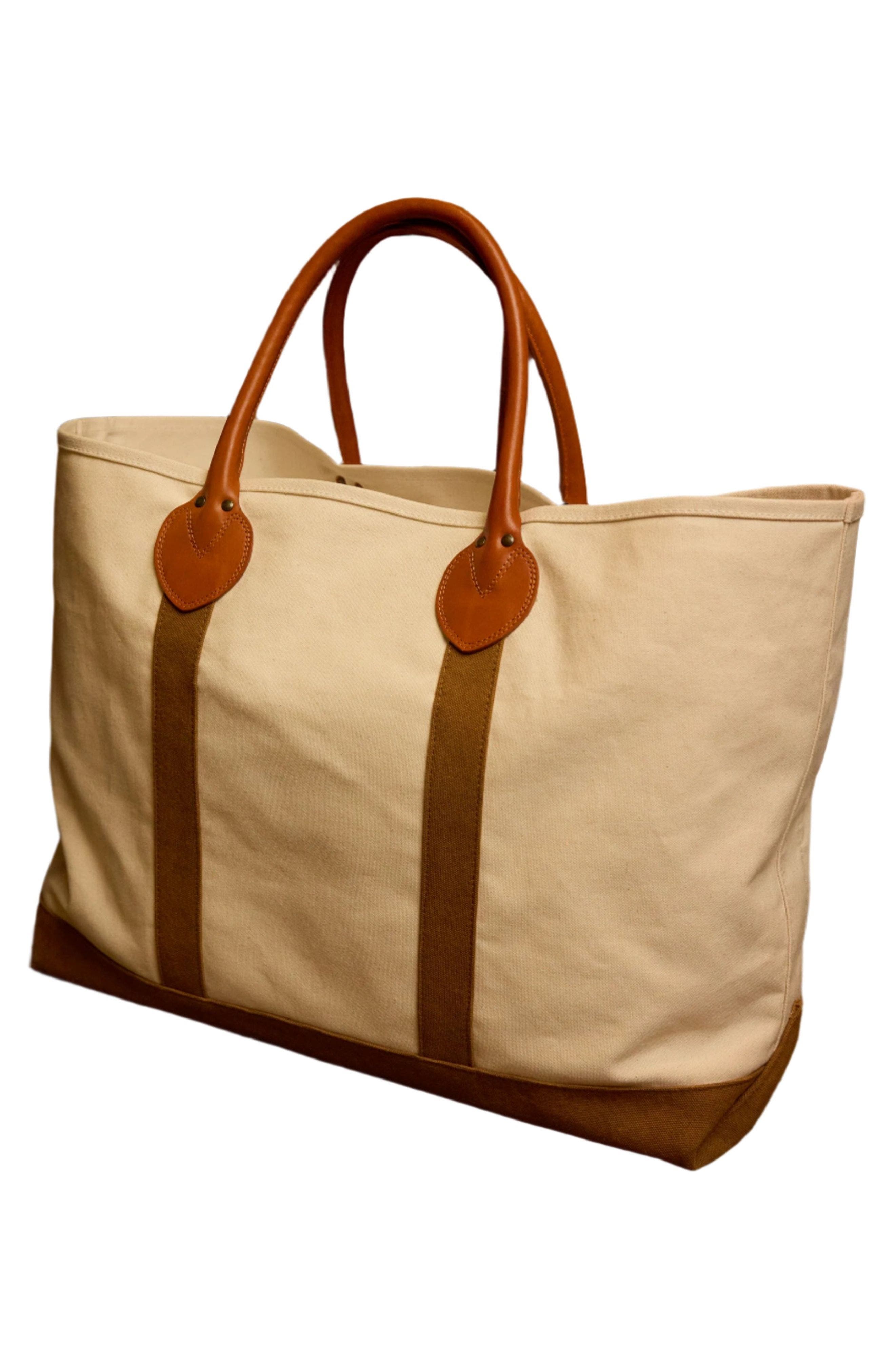 Fortela Port Canvas Bag with Leather Handles, Alternate, color, Off White