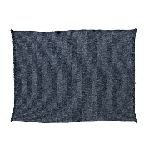 Stonewashed Bouclé Cotton Blend Throw, Charcoal