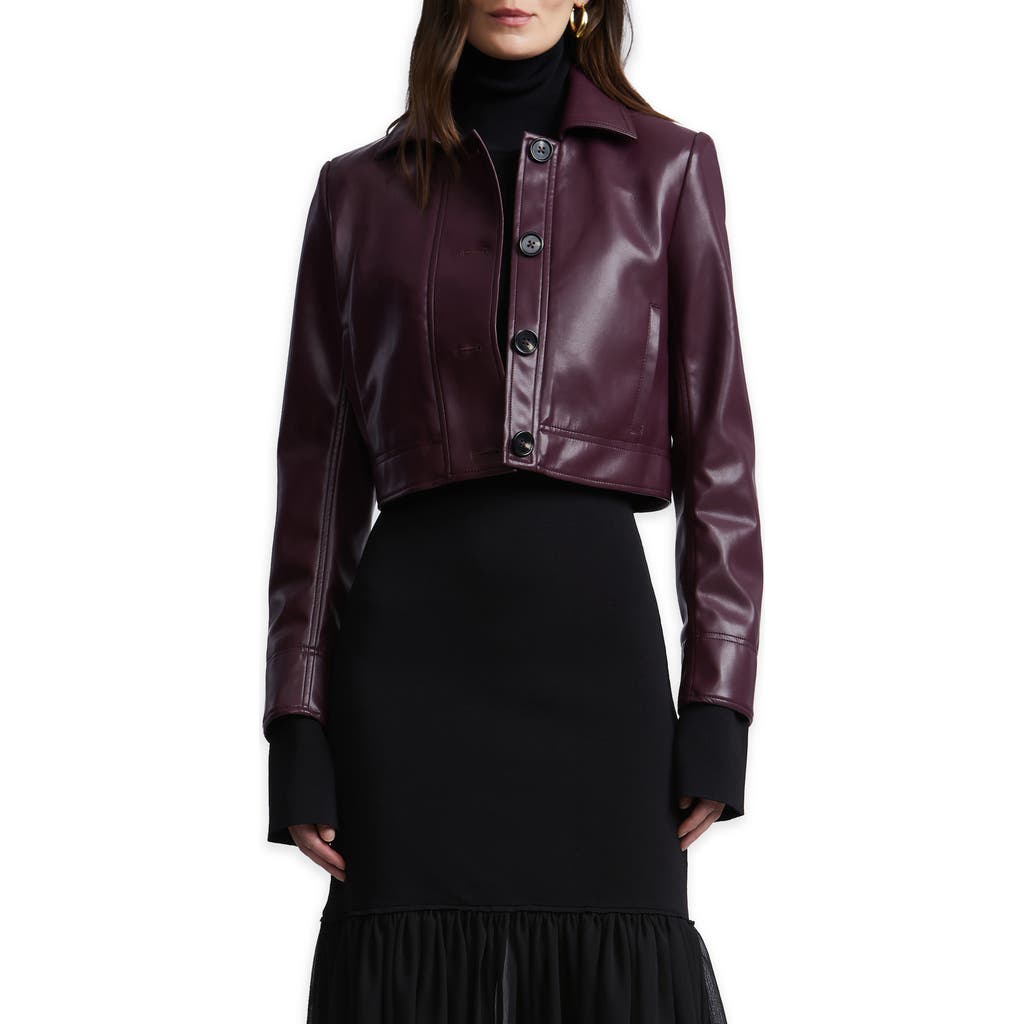 Bcbgmaxazria Paloma Faux Leather Cropped Jacket In Purple