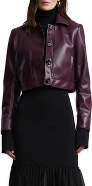 BCBGMAXAZRIA Paloma Faux Leather Cropped Jacket